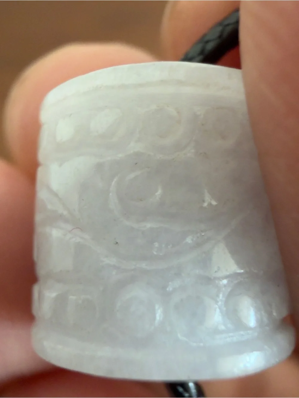 Grade A Burma Jade Lavender Hand-Carved Barrel Pendant